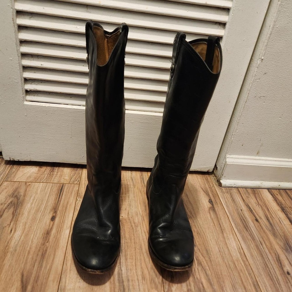 Frye Melissa Button Tall Riding Boots – Black Leather – Women's 10